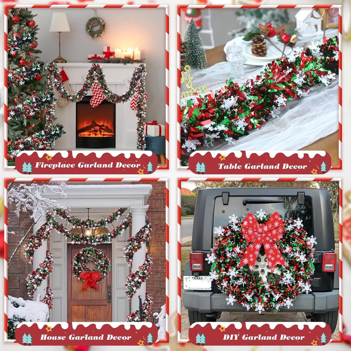 2M Christmas Snowflake Tinsel Garland