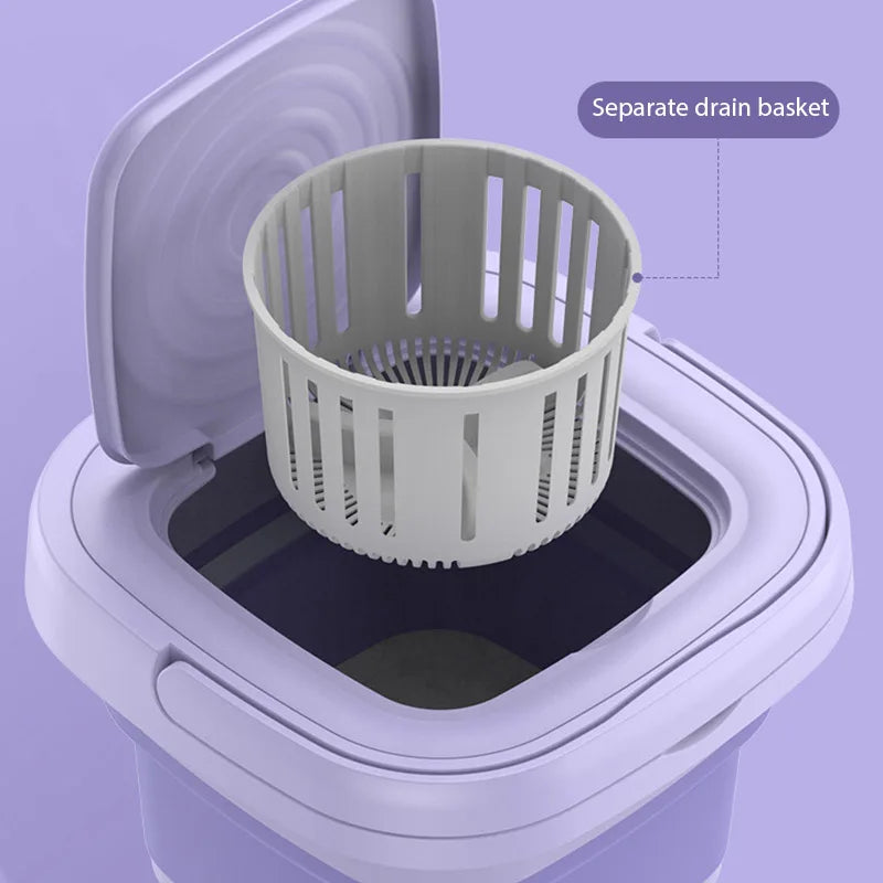 Folding Washing Machine Portable Mini Dehydratable Washing Machine for Socks Underwear Panties Dormitory Home Appliance US Plug