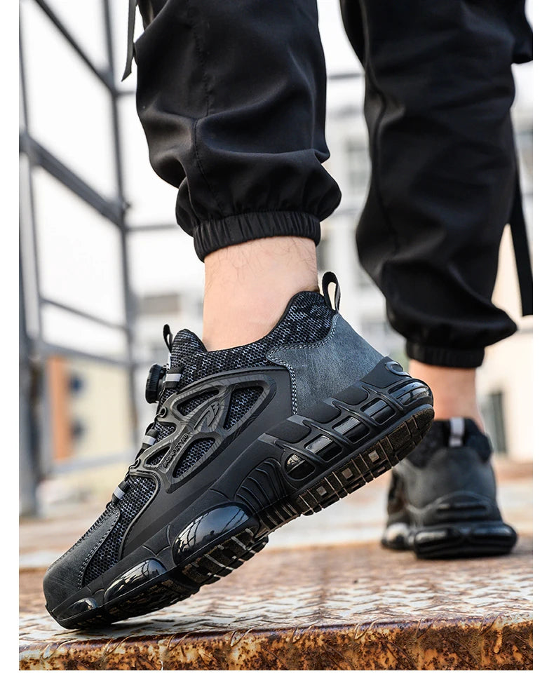 Rotating Button Safety Shoes Men Steel Toe Sneaker Air Cushion Work Shoes Man Puncture Proof Work Safety Boots Protective Shoes
