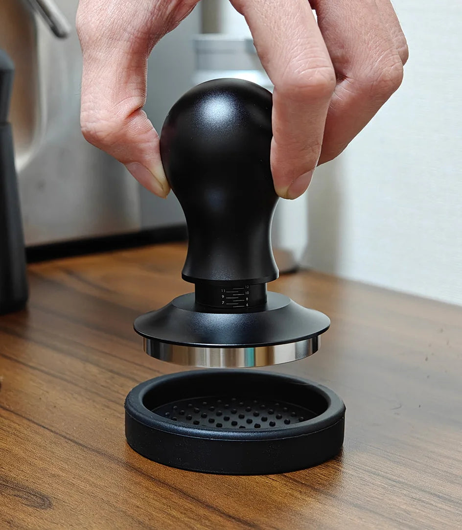 Coffee Tamper 54mm Ripple Base Espresso Tamper Barista Spring Loaded Coffee Tamper with Depth indication Tampers 51mm 53mm 58mm
