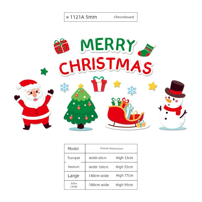 Christmas Decoration Scene Layout Shopping Window Glass Sticker Painting Santa Claus Christmas Tree Wall Decorations
