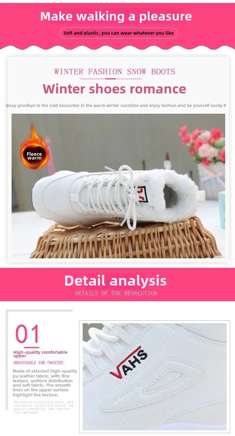 New Winter Thick-soled Women's Sneakers Warm Plus Velvet Cotton Shoes Height-increasing Non-slip Platform Women Shoes Snow Boots