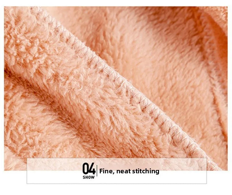 Warm Coral Fleece Pants Set Women's Loose Comfortable Home Wear Outerwear Versatile Lazy Girl Style Long Sleeve Cartoon Print
