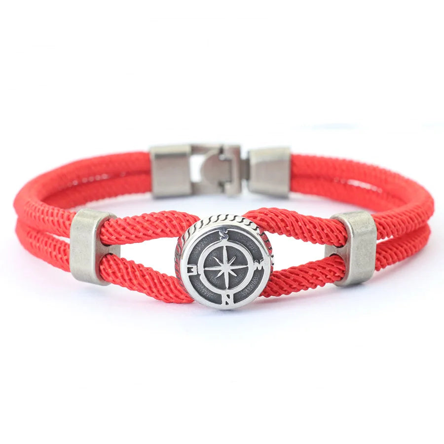 New Compass Bracelet Man Viking Nautical Rope Braslet Bangle