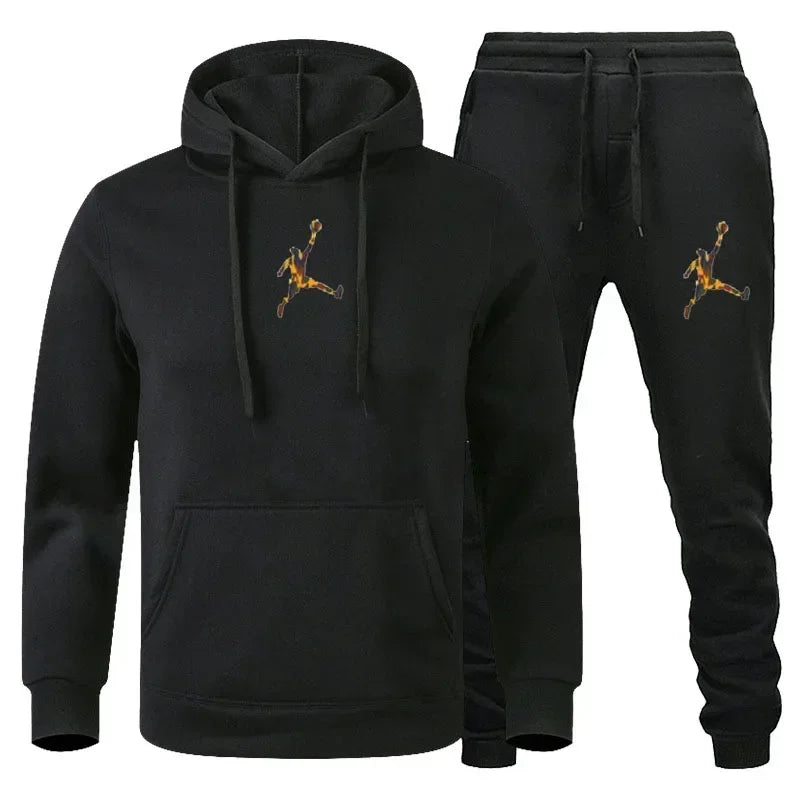 2025 Autumn/Winter Men's Fashionable long-sleeved sweatshirt + casual pants 2-piece set