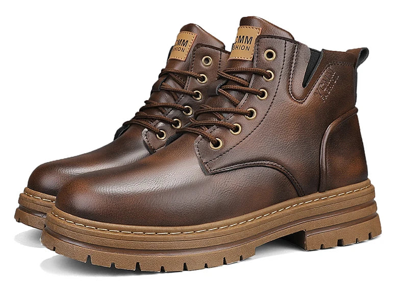 Men's boots soft sole four seasons anti slip comfortable high top boots men's thick soled comfortable youth versatile work boots