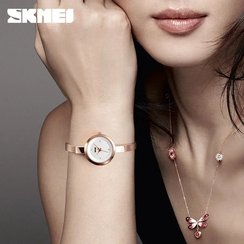 SKMEI 1390 Luxury Sport Girl Bracelet Womens Wristwatches Elegant Sport Waterproof Quartz Watch for Women 1410 Montre Femme