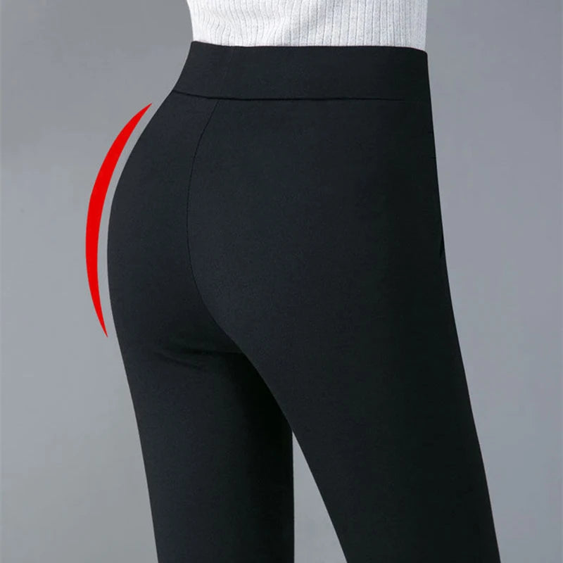 Thin & Thick Warm Winter Pencil Pants Womens Snow Plush Strench Lady