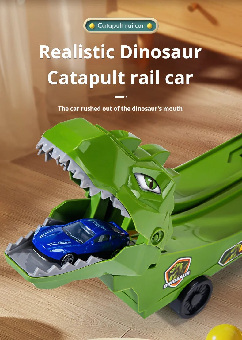 Dinosaur Track Car Sliding Railway Toy Shark  DIY Assembled Rail Kids Play Vehicles Educational Toys For Boys Gift