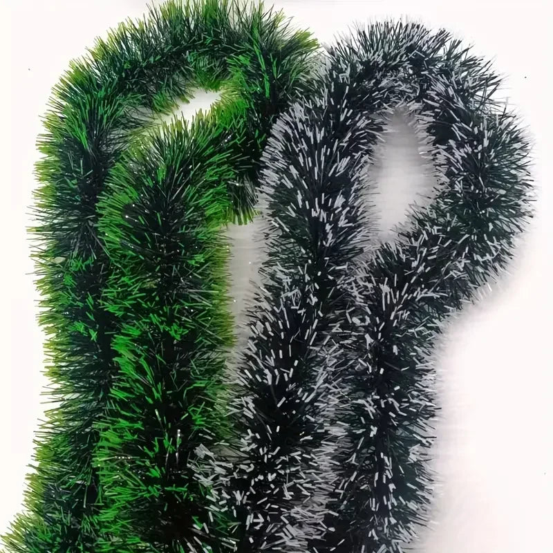 Christmas Ribbon Garland Xmas Tree Foil Pull Flower Ribbons Ornaments Green Cane Tinsel Wedding Party Decoration Supplies