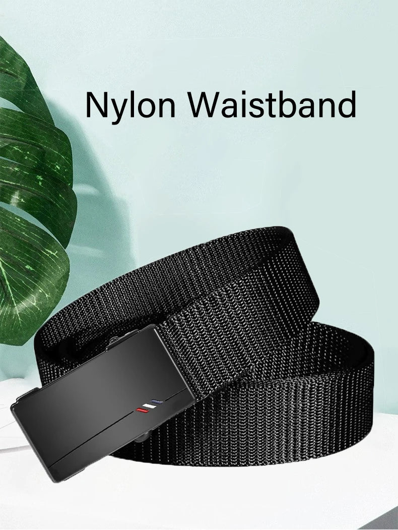 Men's Woven Belt Nylon Material Breathable Automatic Buckle Belt