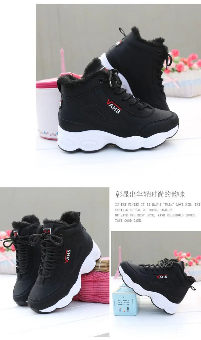 New Winter Thick-soled Women's Sneakers Warm Plus Velvet Cotton Shoes Height-increasing Non-slip Platform Women Shoes Snow Boots