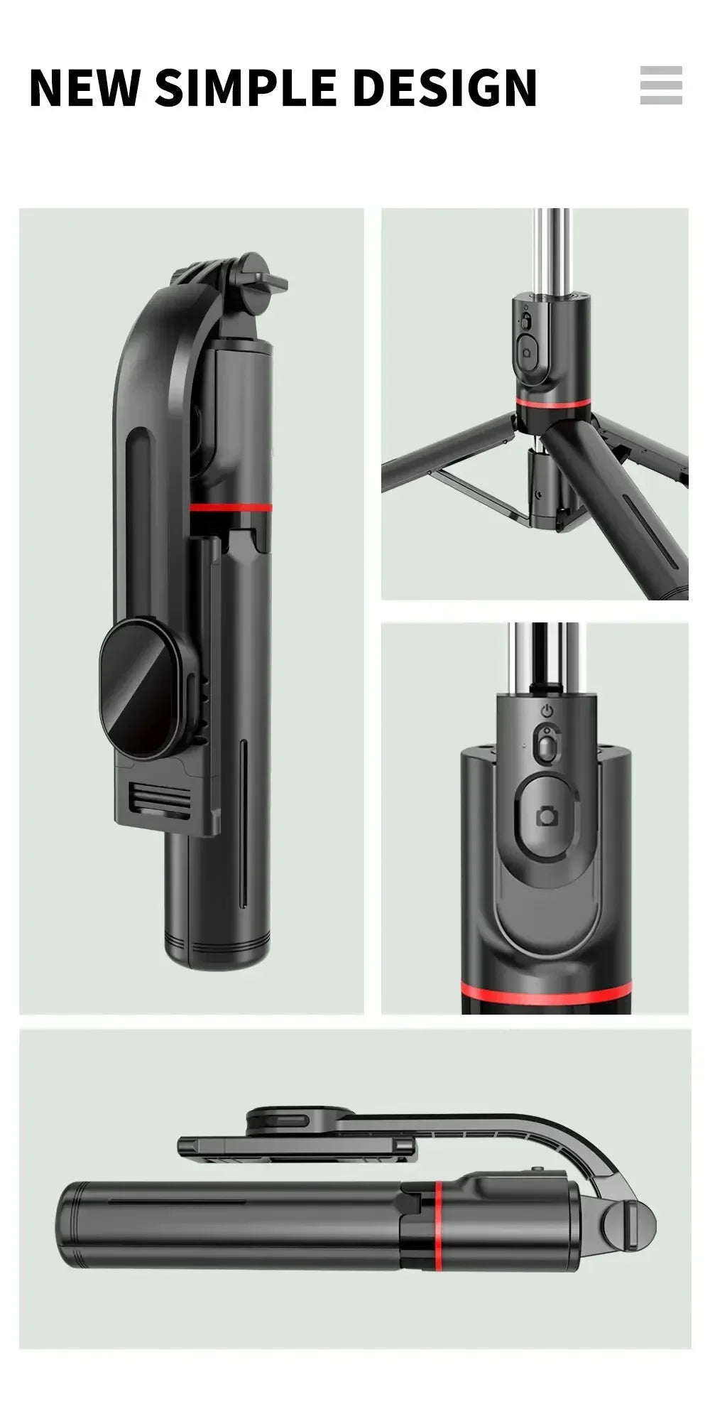 Wireless Selfie Stick for Smartphone, 44 Inch Tripod with Bluetooth Remote,