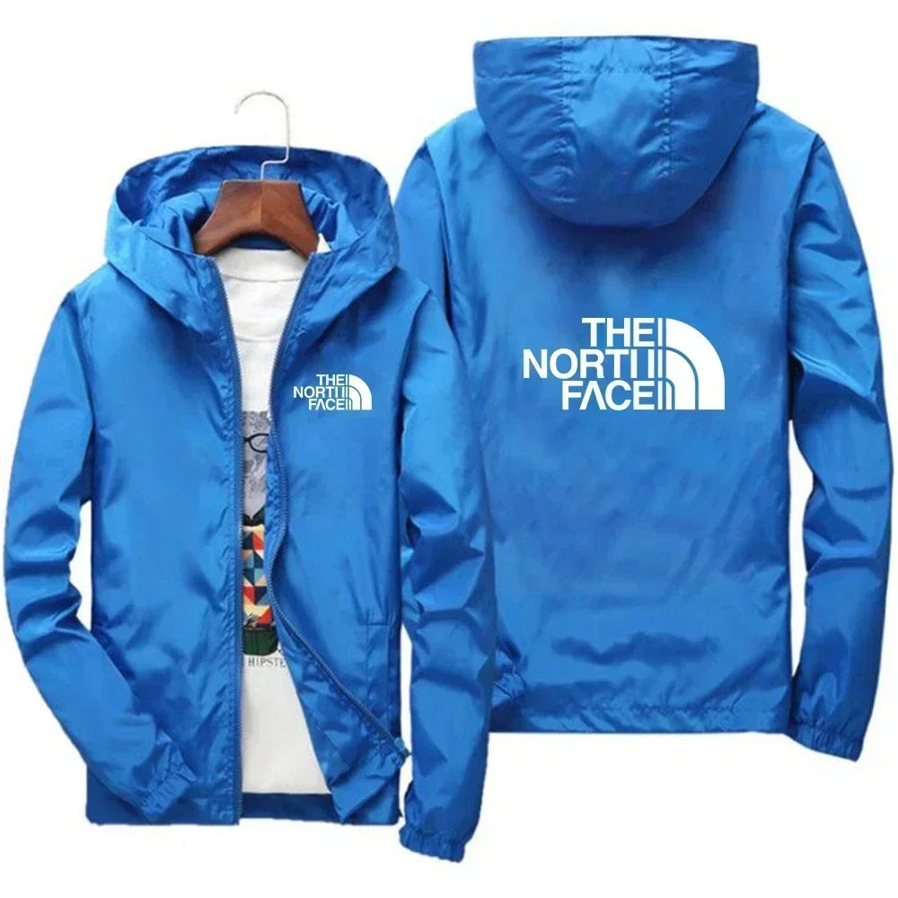 2025 New European and American men's fashion jacket, windproof and waterproof zipper hooded overcoat, spring and winter outdoor