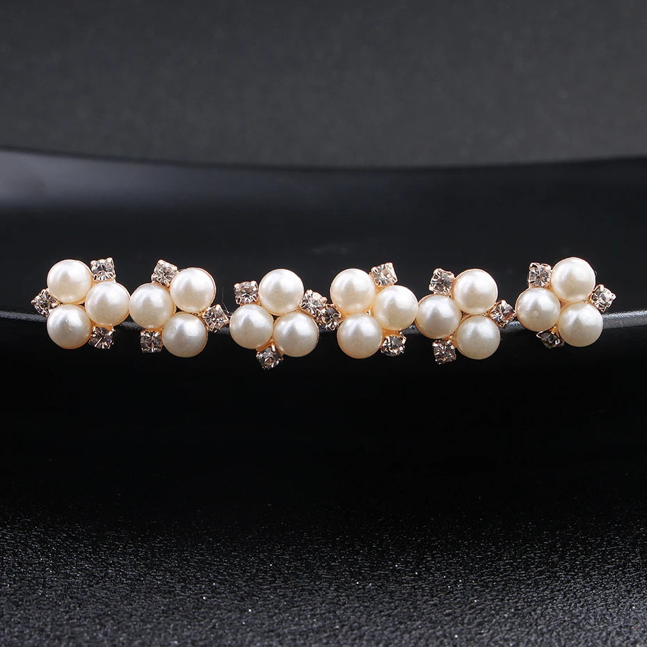 6 pcs/lot Austrian Crystal Rhinestones Bridal Hairpins Pearl Wedding Headpieces Hair Jewelry Accessories for Women Holiday Gift