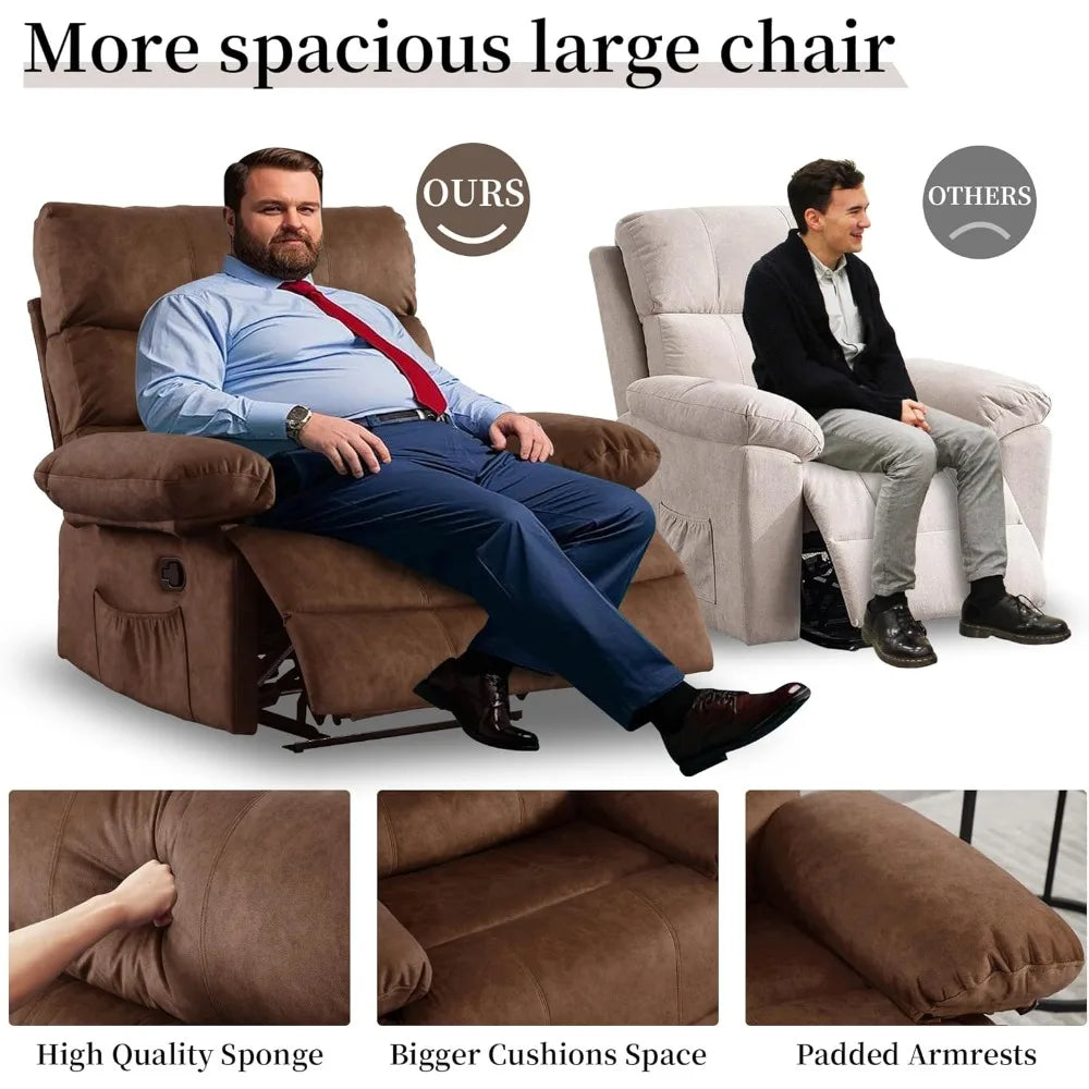 Oversized Recliner Chair – Extra Wide 28.3" Seat, 350 lbs Capacity Recliner for Large Adults, Big and Tall PU Leather Living Roo