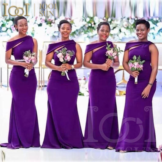 IOOISUN Customized Grape Satin Bridesmaid Dress One Shoulder Wedding Party Gown Mermaid Fomal Gowns Evening Party Dresses