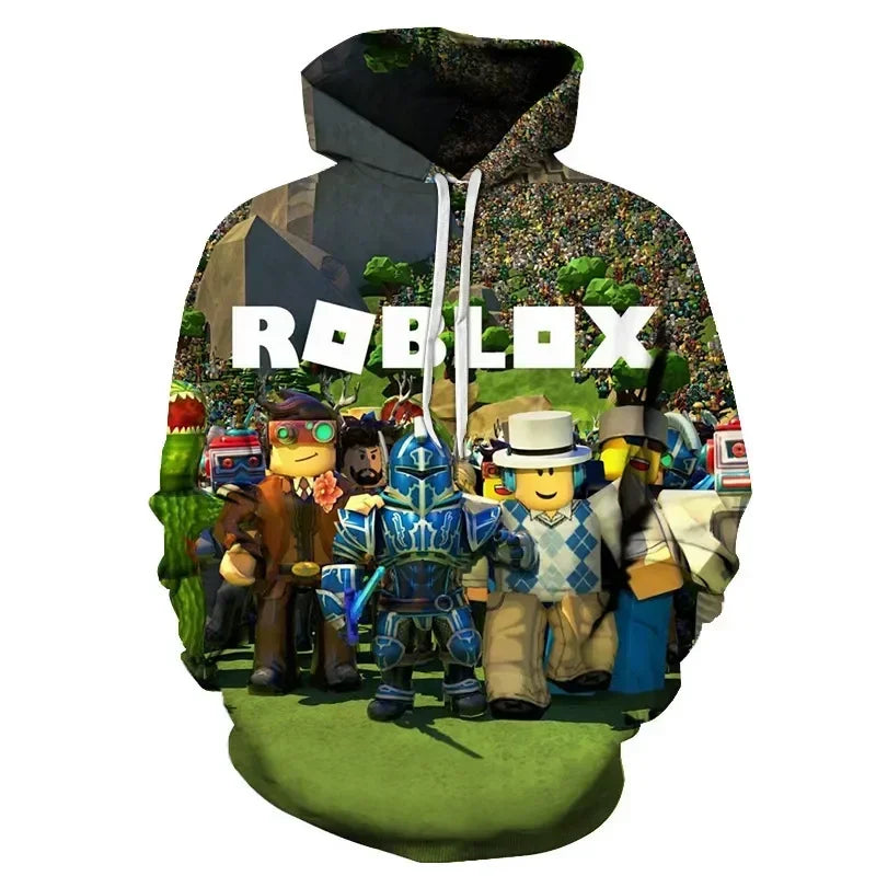 ROBLOX Digital Printing Hooded Sweater Hooded Pullover Couple Fashion Sweater Trendy Gift for Girls Kids Boys