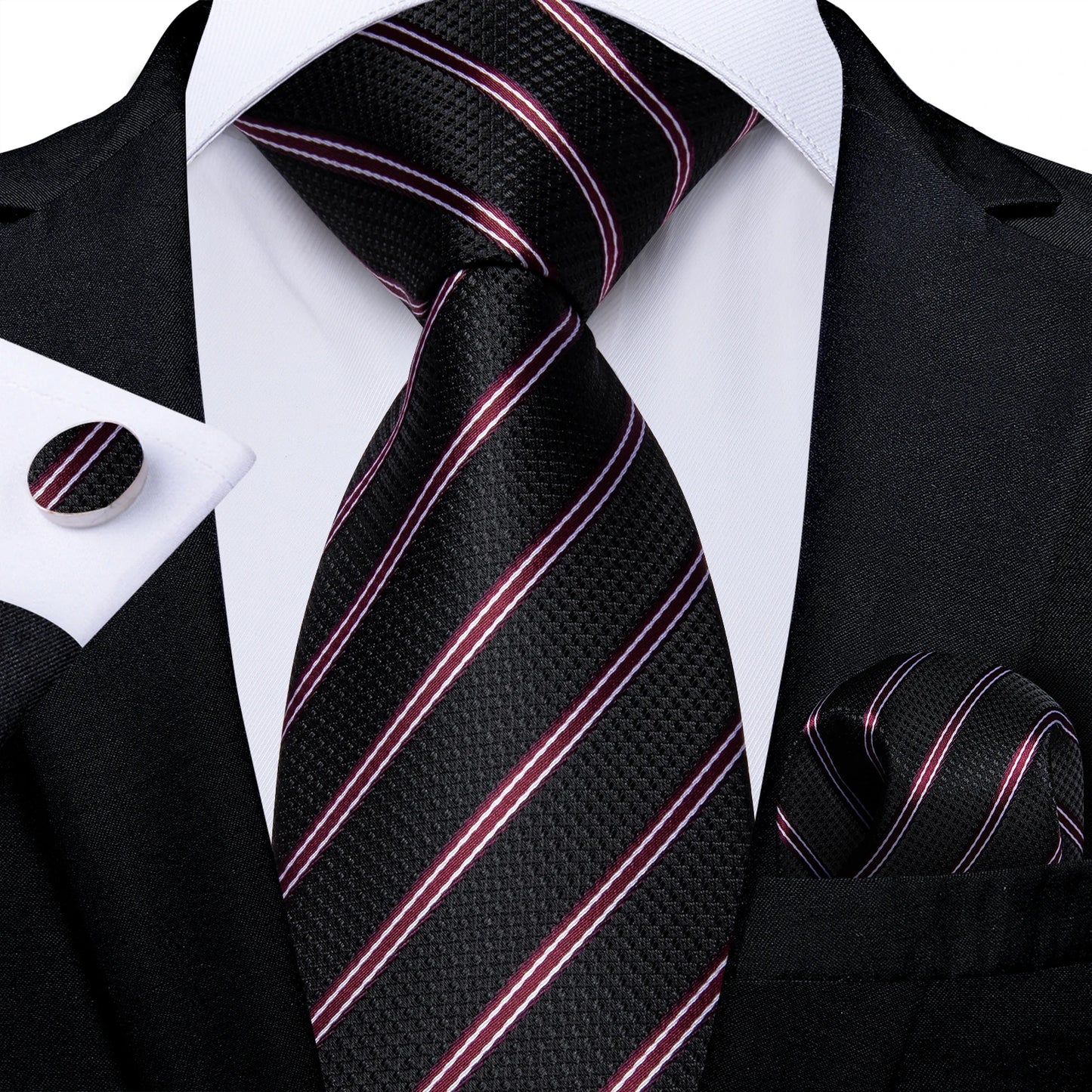 Gold Black Striped Silk Neck Ties