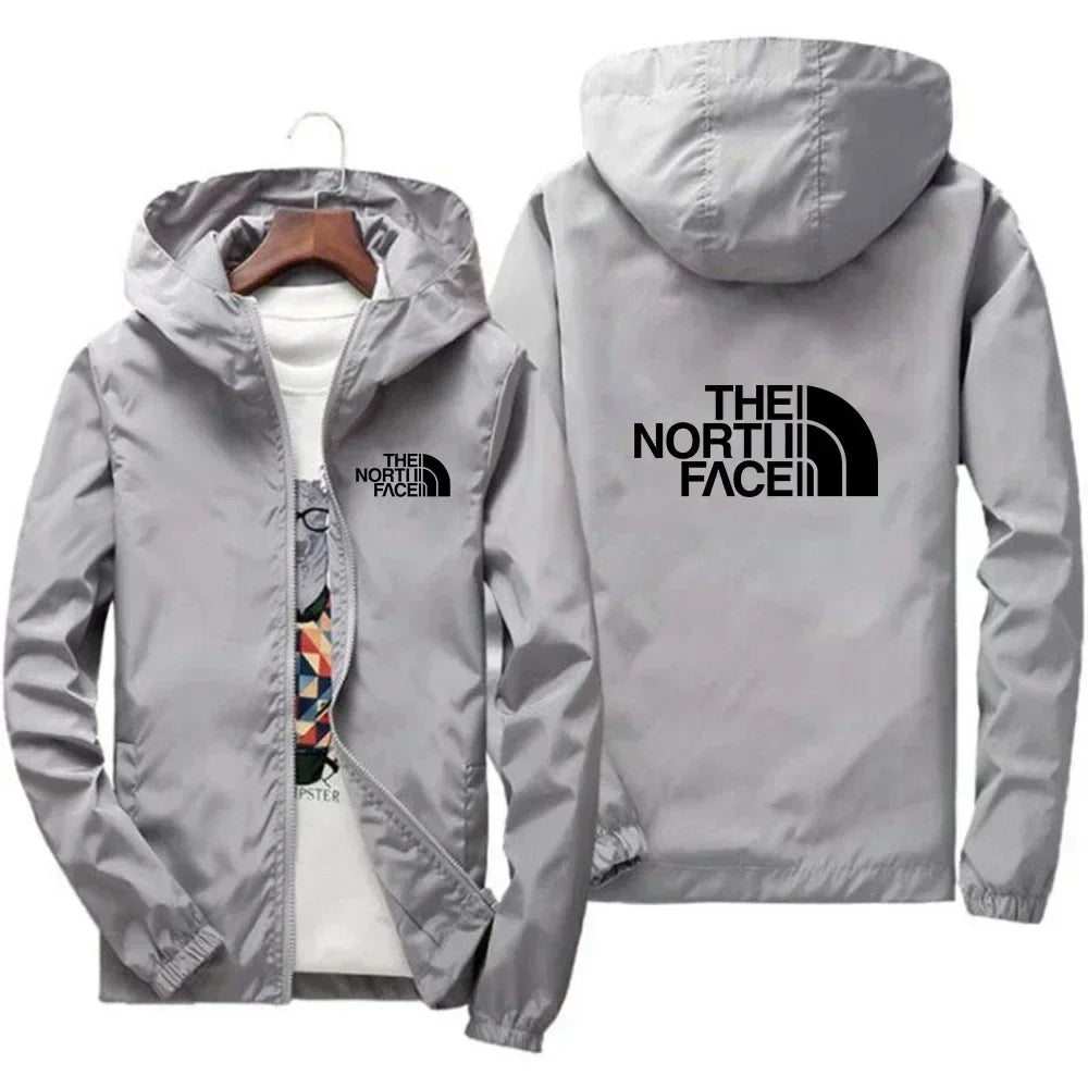2025 New European and American men's fashion jacket, windproof and waterproof zipper hooded overcoat, spring and winter outdoor