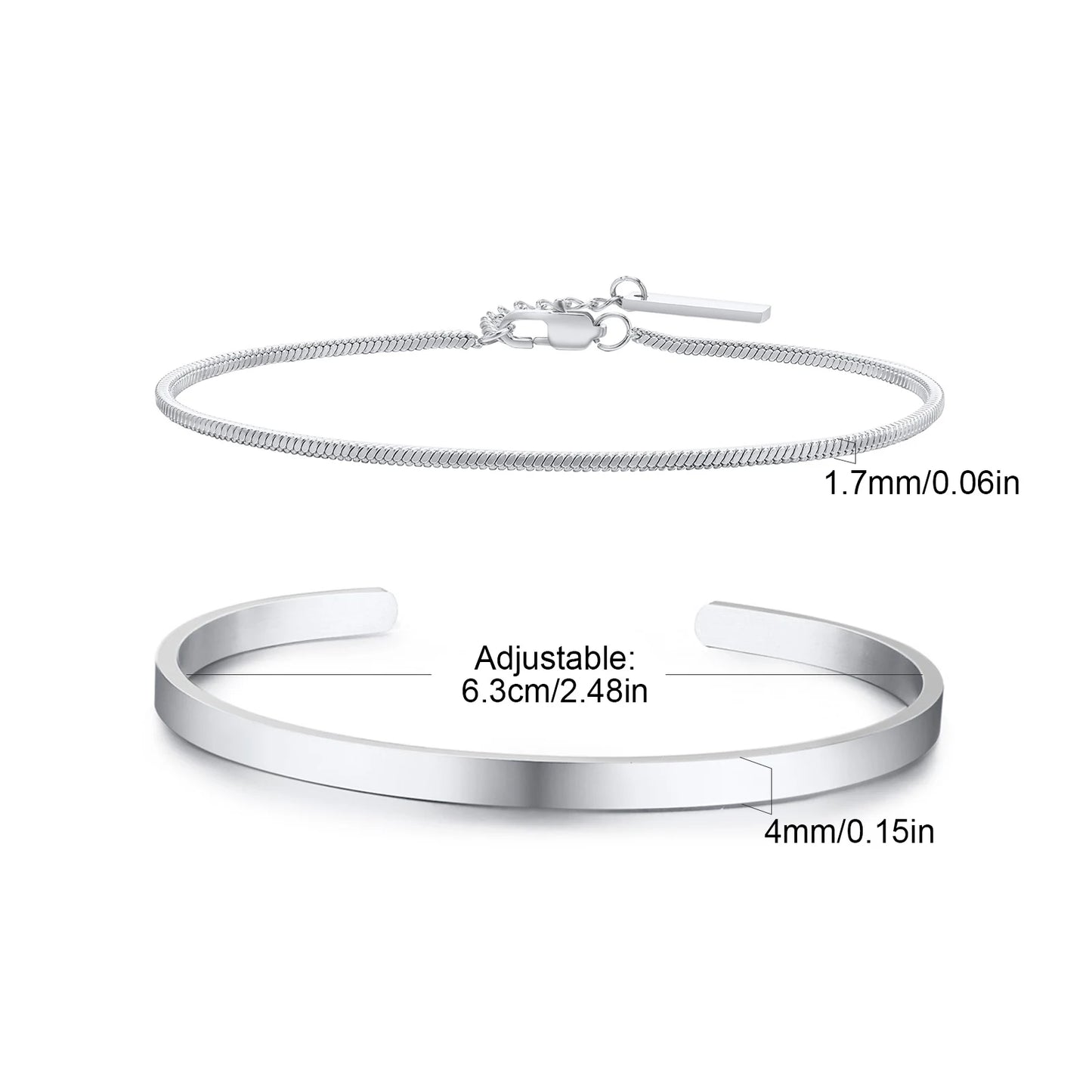 Vnox Mens Stainless Steel Bracelets Set, Stacked Open Cuff Bangles, Black Snake Link Chain Wristband Jewelry Gift