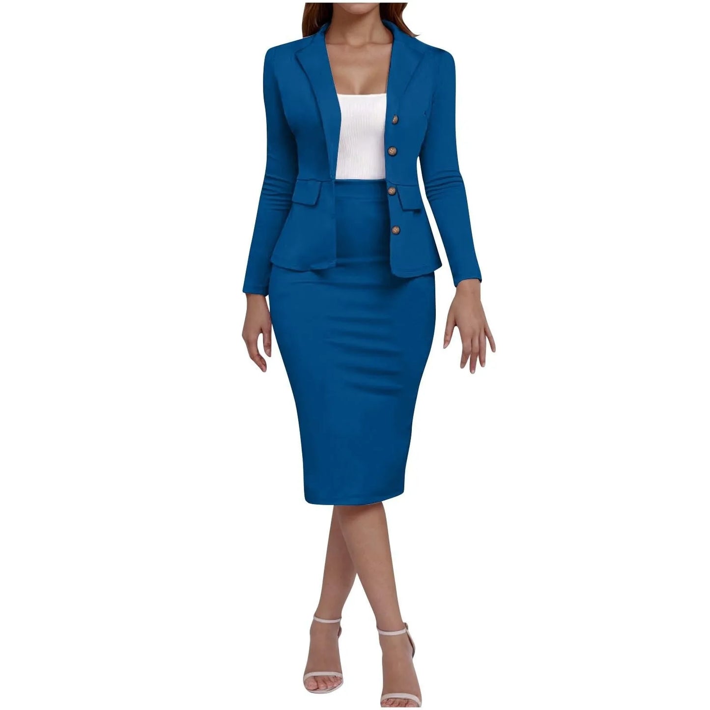 Women's Elegant Skirt Outfit 2 Piece Office Business Work Suits Festive