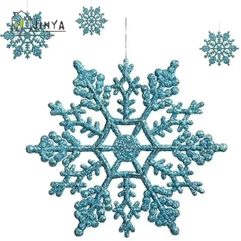 Pack Of 24/12/6 Pieces Snowflakes For Christmas Tree Decoration Blue Snowflakes