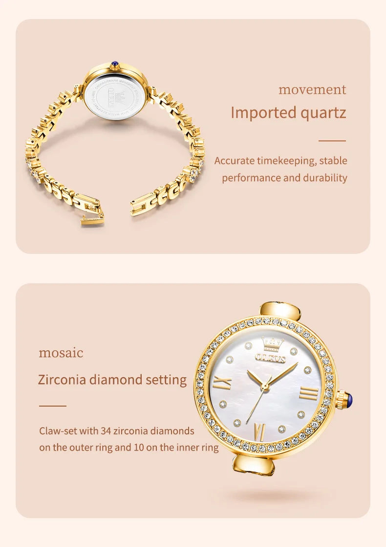 OLEVS 9903 Women Watchs Original Fashion Elegant Quartz Wristwatch Waterproof Luminous Bracelet Watch Band Diamond Bezel Reloj