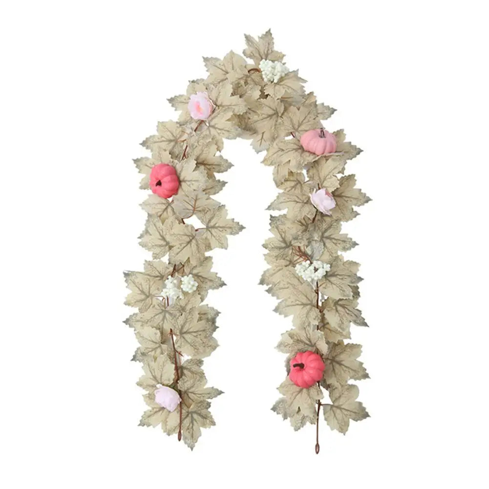 Fall Garland Autumn Maples Leaf Pumpkin Berry Garland Thanksgiving Halloween Home Mantle Fireplace Decorations Hanging Supplies