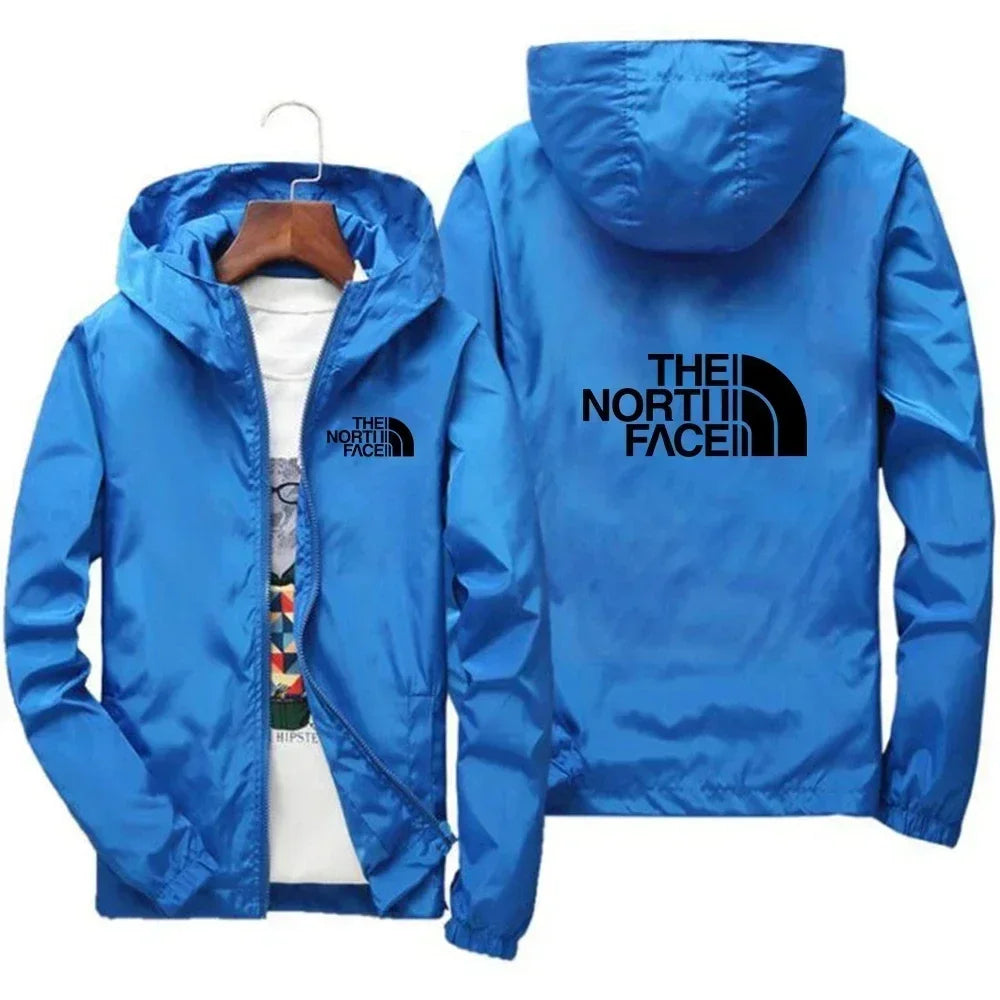 2025 New European and American men's fashion jacket, windproof and waterproof zipper hooded overcoat, spring and winter outdoor