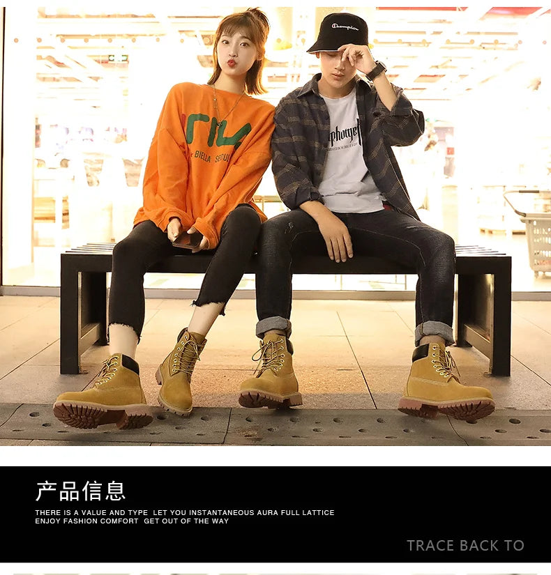 Genuine Leather Men's Winter Spring Ankle Treking Military