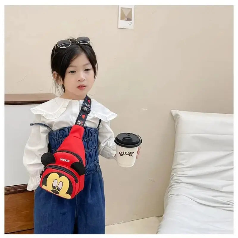 Disney 2024 New Fashion Mickey Cartoon Single Shoulder Crossbody Bag for Boys and Girls Cute Girls Coin Crossbody Bag