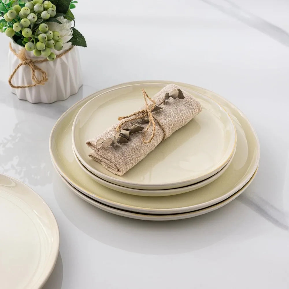 AmorArc Ceramic Dinnerware Sets,Handmade Reactive Glaze Plates and Bowls Sets,Highly Chip and Crack Resistant | Dishwasher & Mic