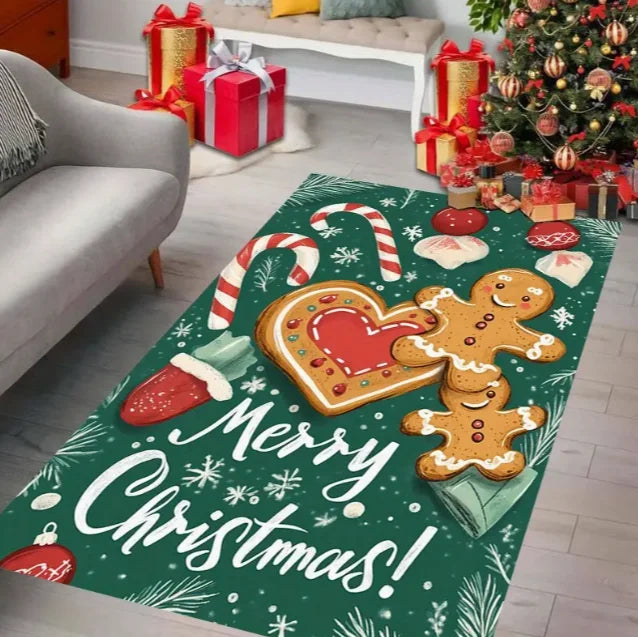 Gingerbread Man Carpet Christmas Tree Christmas Floor Mat Terrace Living Room Bedroom Balcony Camping Outdoor Carpet Decoration