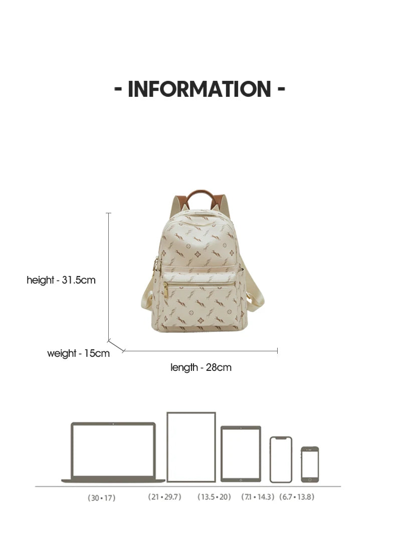 FOXER Women Travel Rucksack Female Casual Monogram Backpack