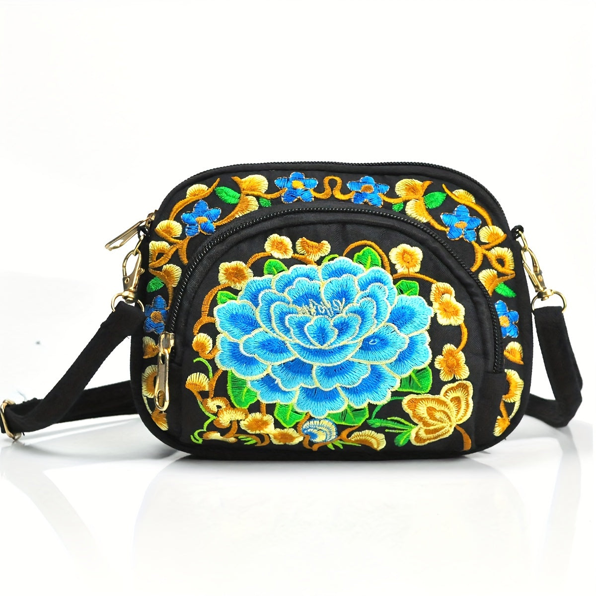 Vibrant Floral Embroidered Crossbody Bag for Women - Travel Accessory | Vibrant Pattern Bag | Coin Purse