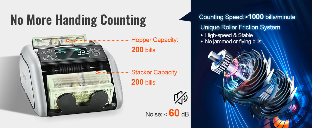 Counterfeit Note Register SucceBuy 1000 Pcs/Min Money Counter Business Cash Register Bill Counte ...